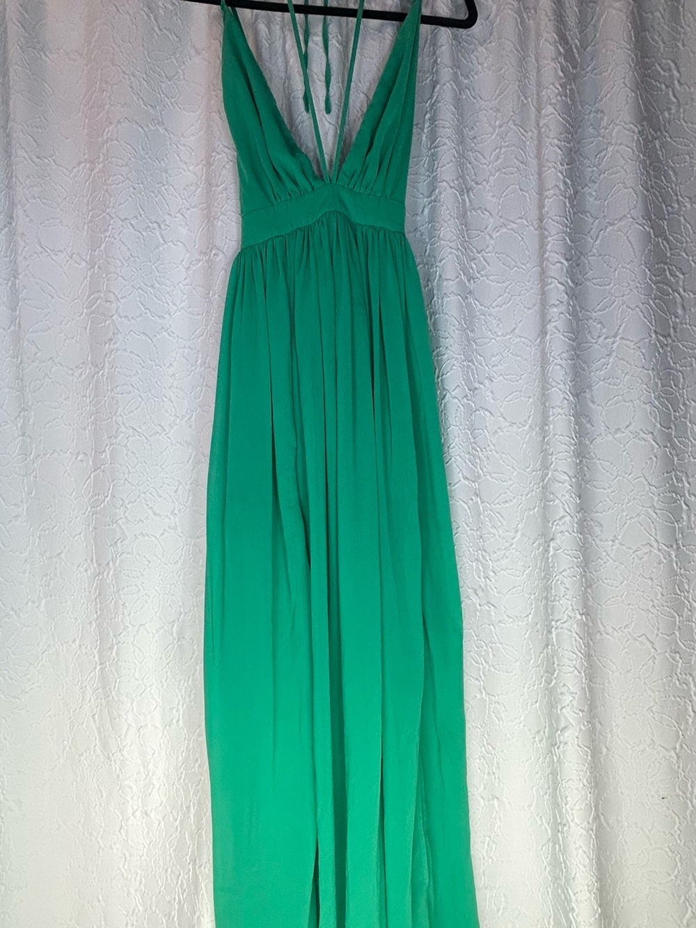 Papaya Emerald Green Halter Maxi Dress